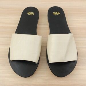 Beach Nappa Leather Slides Womens 9 B Oyster FRANCES VALENTINE Cloud Normcore